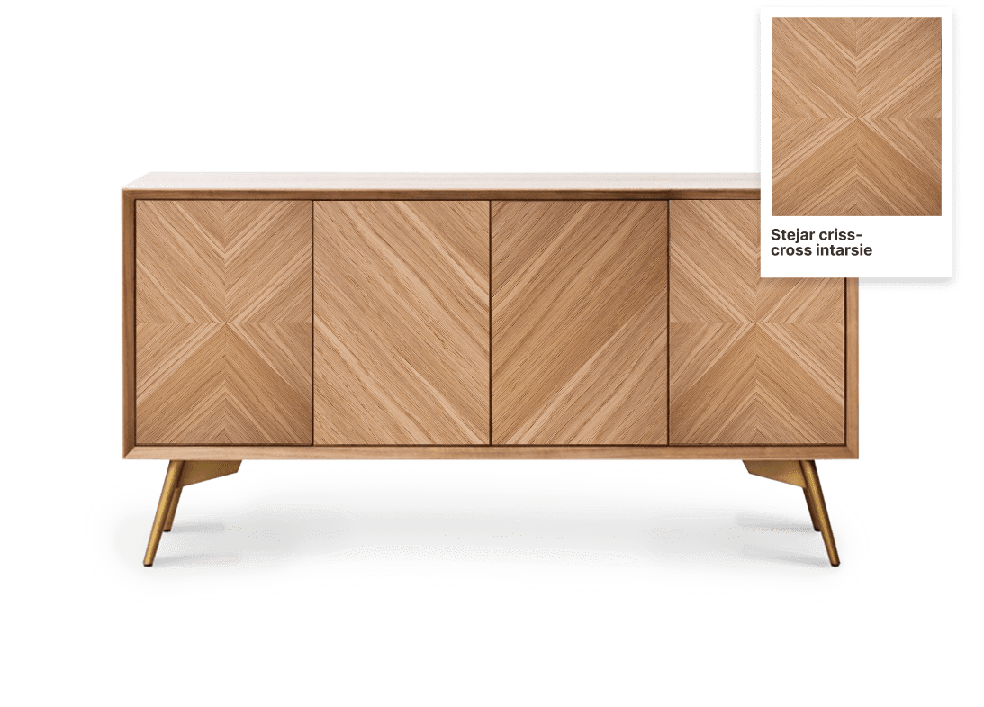 Stejar criss- cross intarsie mobila